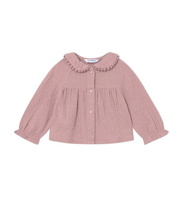 Musselin-Bluse langarm mit Bubikragen