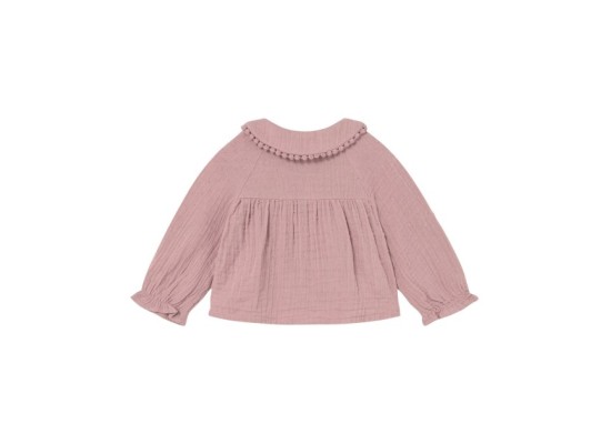 Musselin-Bluse langarm mit Bubikragen