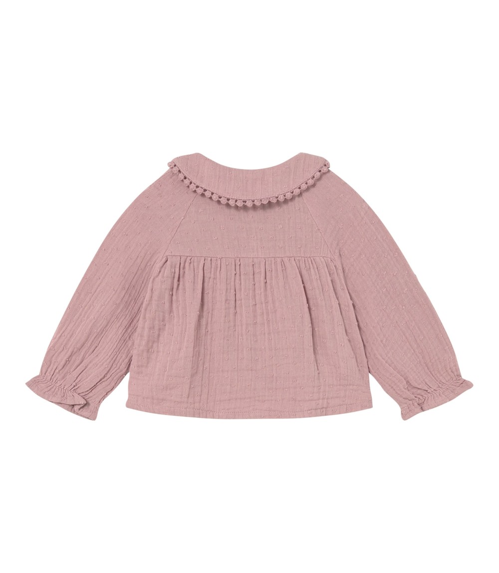 Musselin-Bluse langarm mit Bubikragen