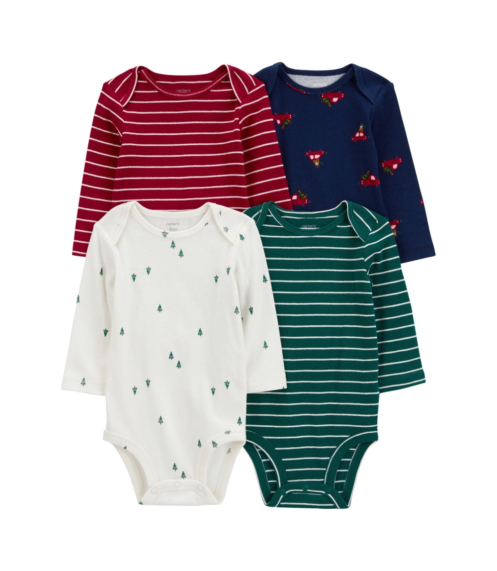 4er-Pack Bodys langarm Weihnachten