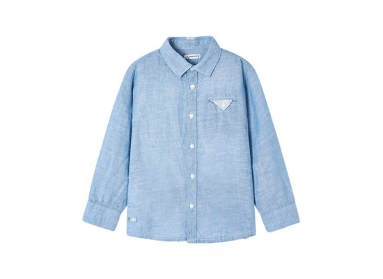 Chambray-Hemd langarm Leinenanteil