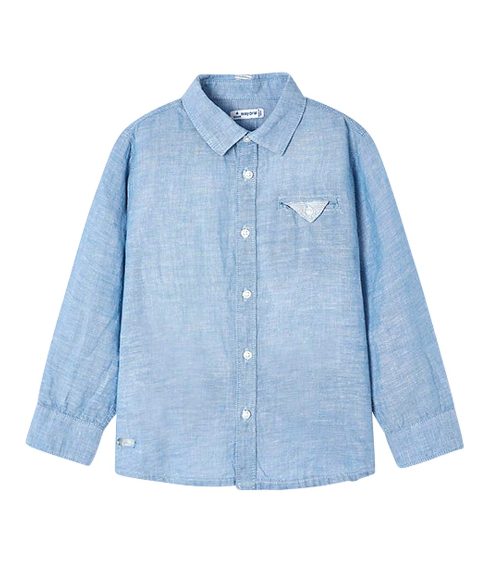 Chambray-Hemd langarm Leinenanteil