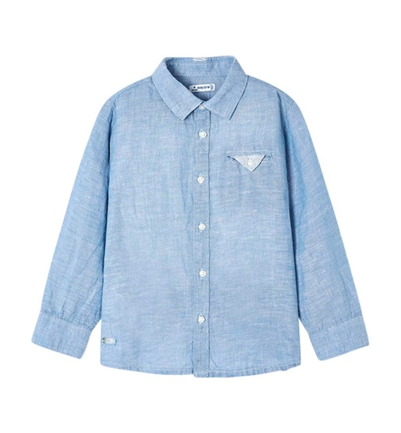 Chambray-Hemd langarm Leinenanteil