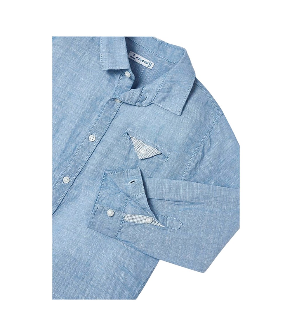 Chambray-Hemd langarm Leinenanteil