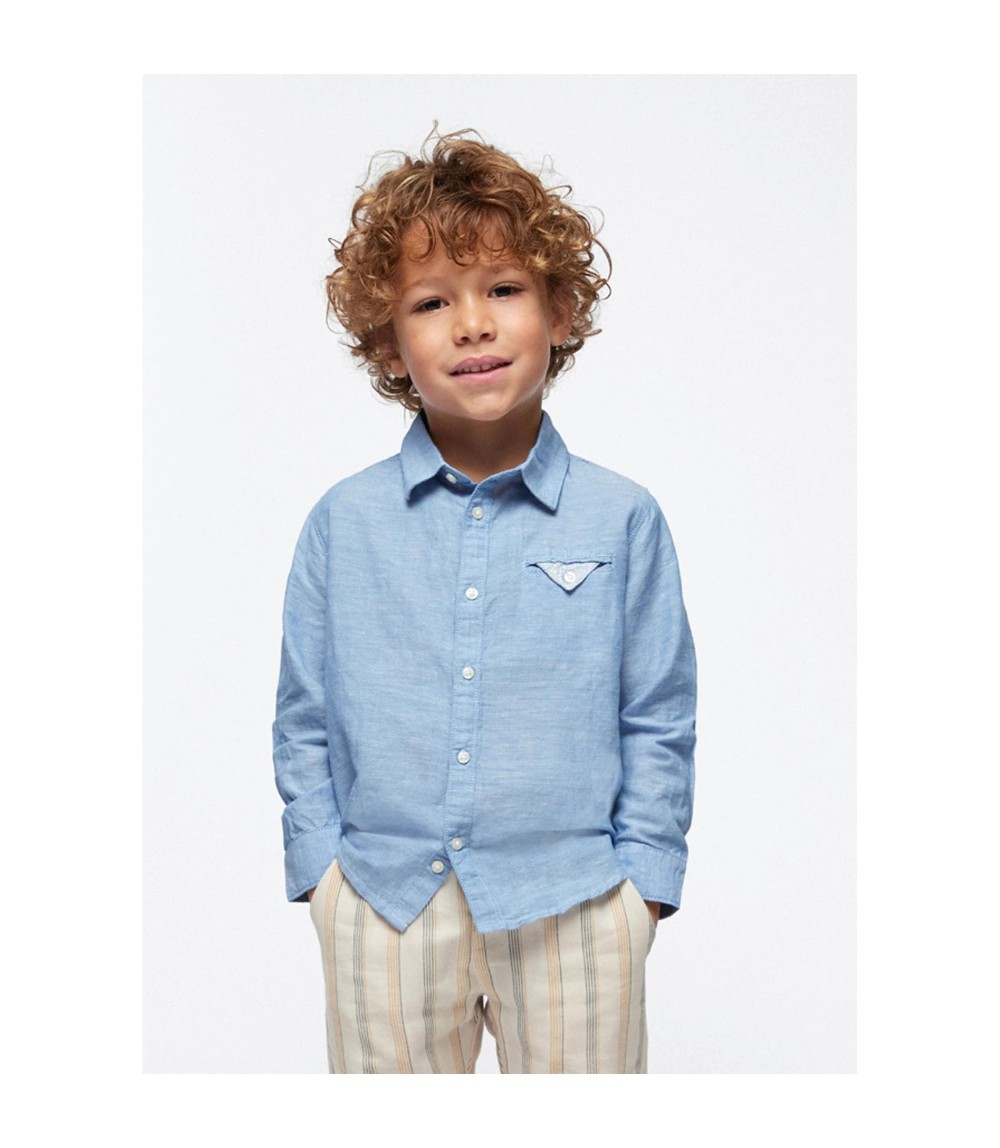 Chambray-Hemd langarm Leinenanteil