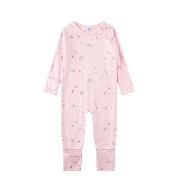 Schlafoverall mit Klappfuß Vögel