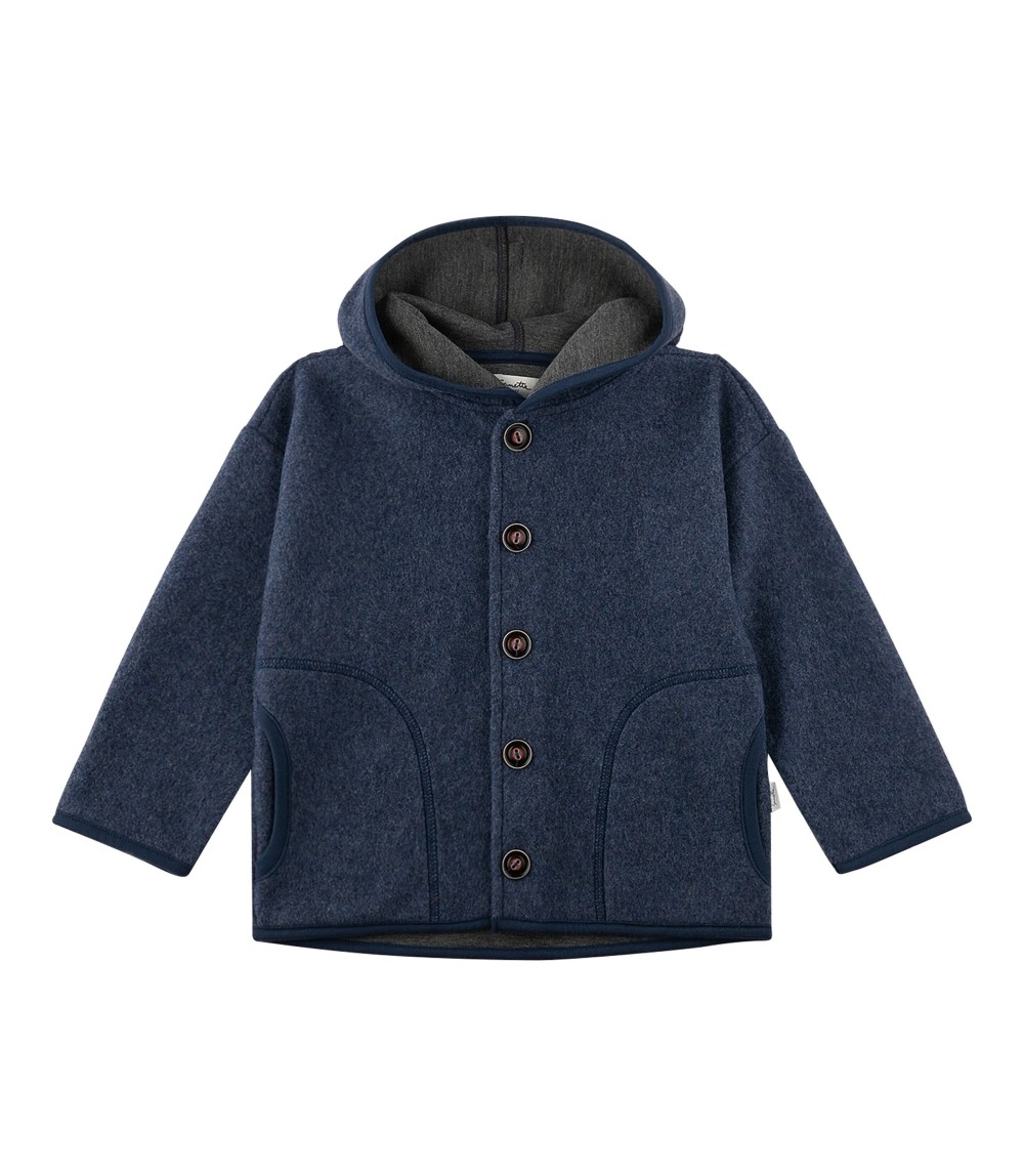 Wollfleece-Jacke mit Kapuze
