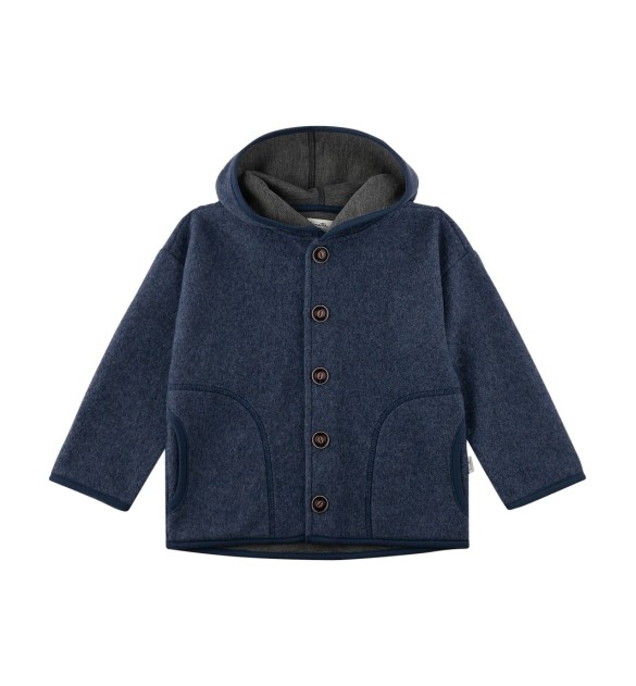 Wollfleece-Jacke mit Kapuze
