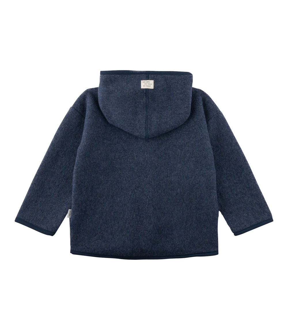 Wollfleece-Jacke mit Kapuze