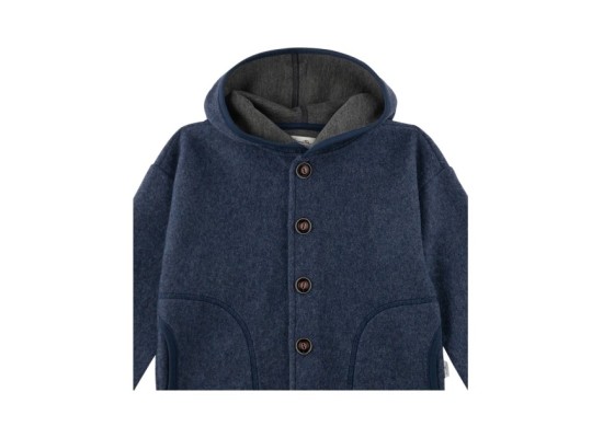 Wollfleece-Jacke mit Kapuze