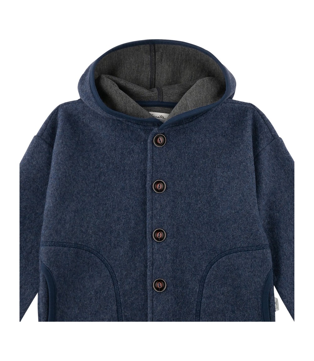 Wollfleece-Jacke mit Kapuze