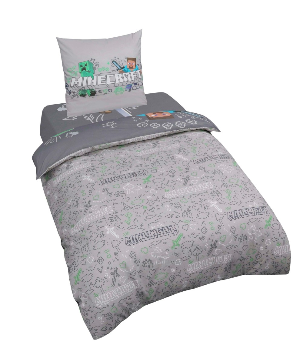Wendebettwäsche mit Reißverschluss, aus Baumwolle MINECRAFT