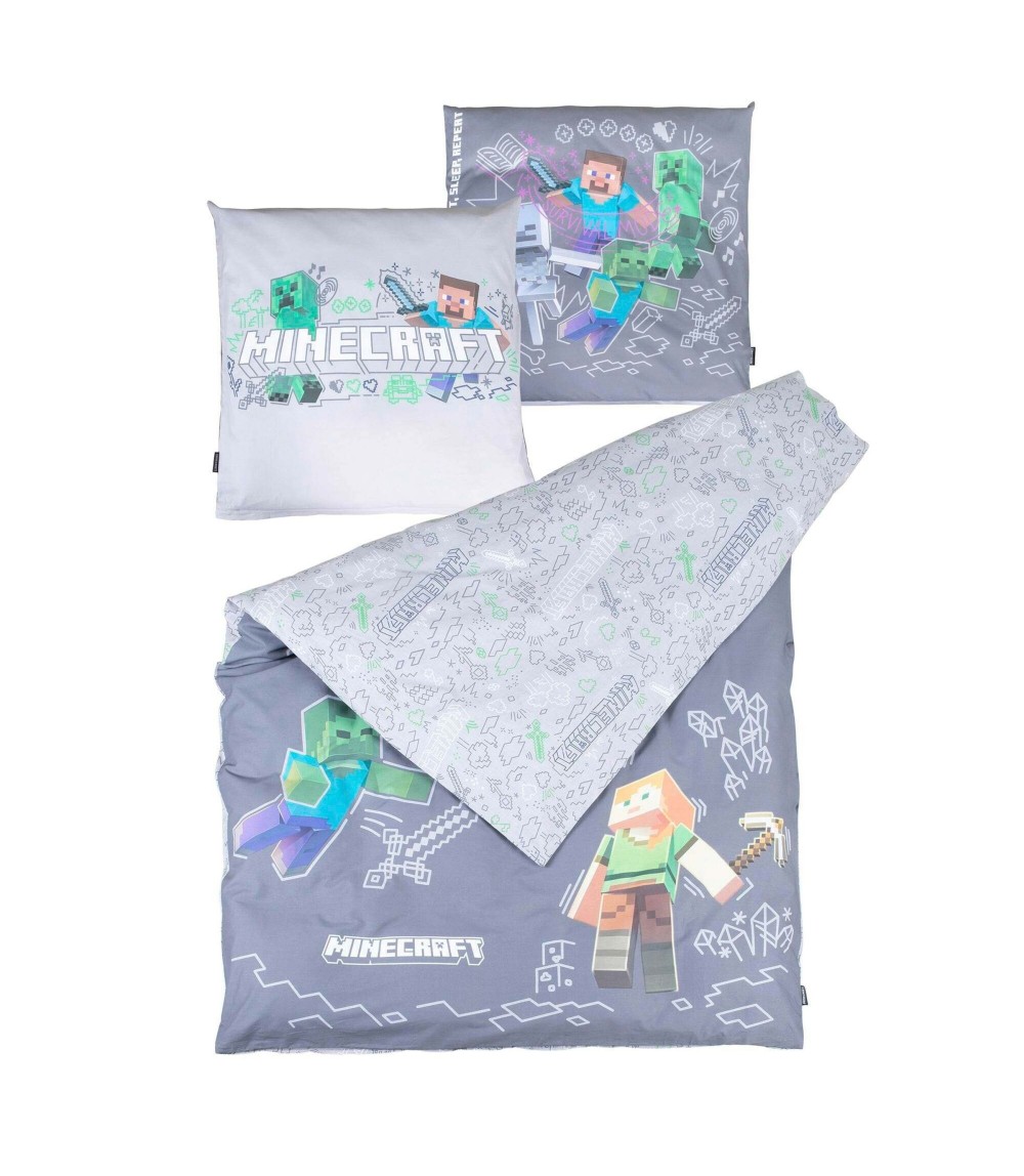 Wendebettwäsche mit Reißverschluss, aus Baumwolle MINECRAFT