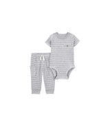 2-tlg. Set Body kurzarm und Jogginghose Ringel Waffelpiqué