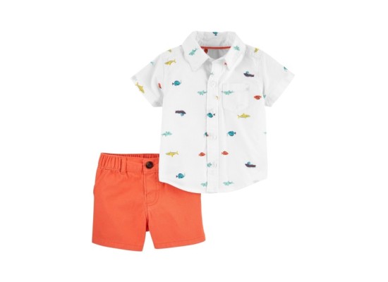 2-tlg. Set Hemd kurzarm und Webshorts Tiere