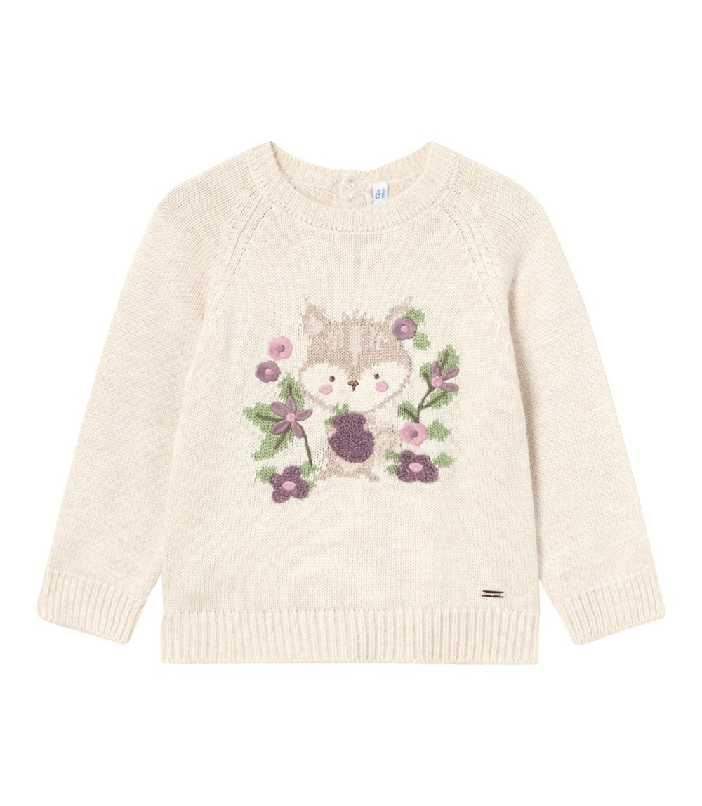 Strickpullover Eichhörnchen Blumen