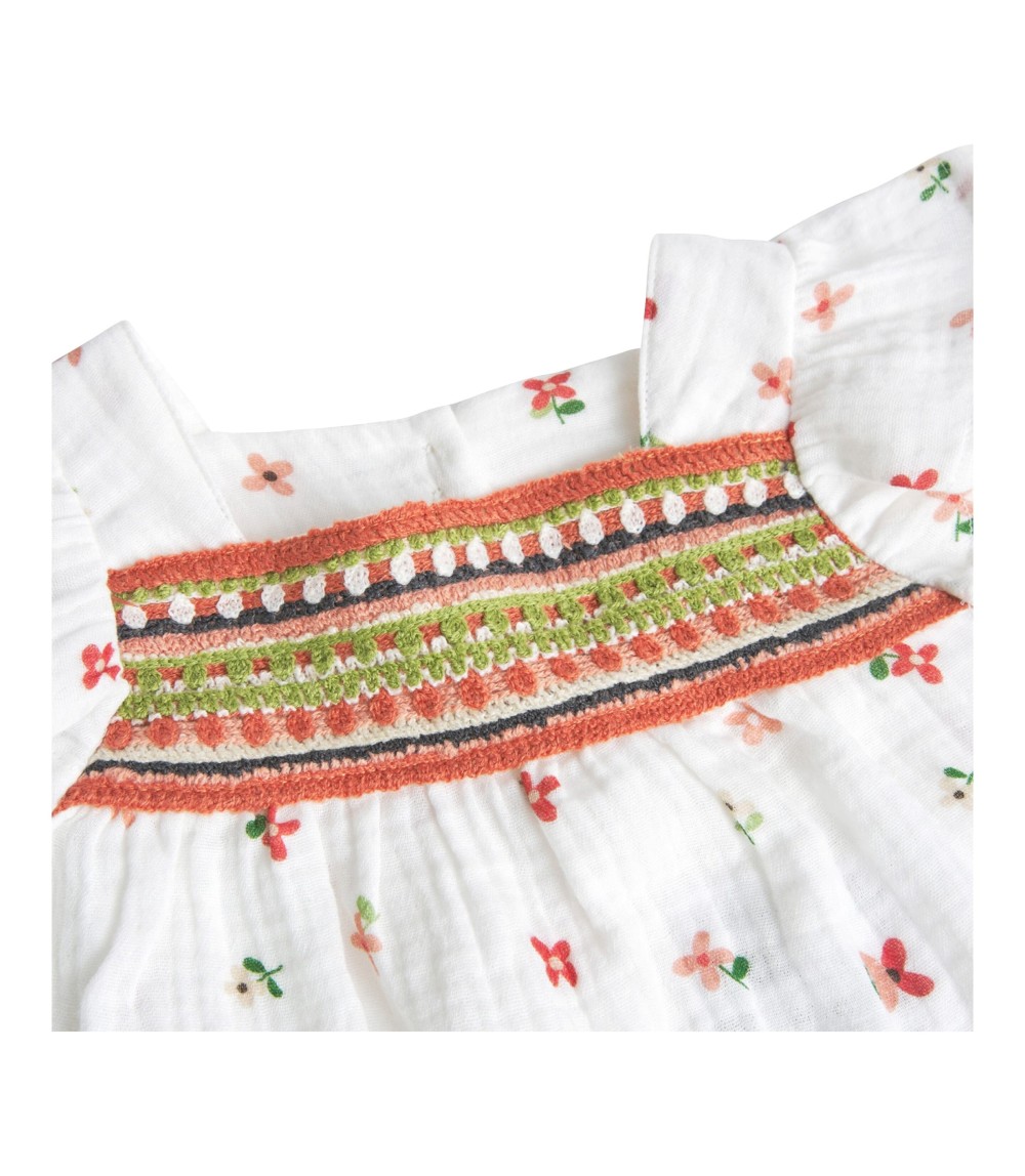 Musselin-Kleid Flügelarm Blumen