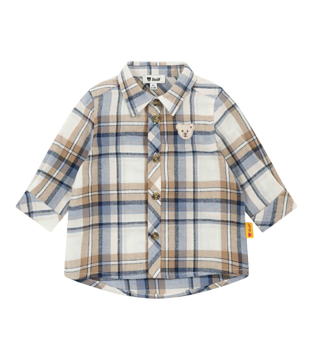 Flanell-Hemd langarm Karo Bär