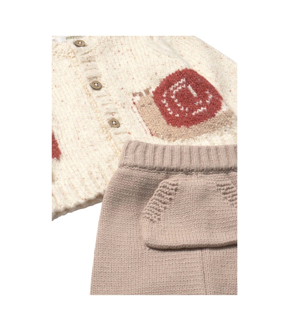 3-tlg. Set Strickjacke, Shirt langarm und Strickhose Schnecke