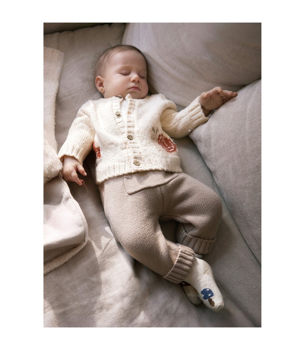 3-tlg. Set Strickjacke, Shirt langarm und Strickhose Schnecke