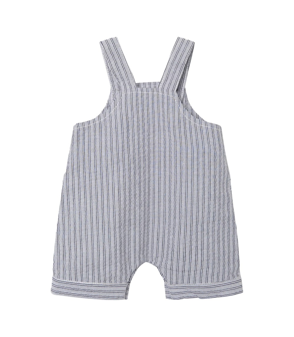 Seersucker-Latzhose kurz Ringel