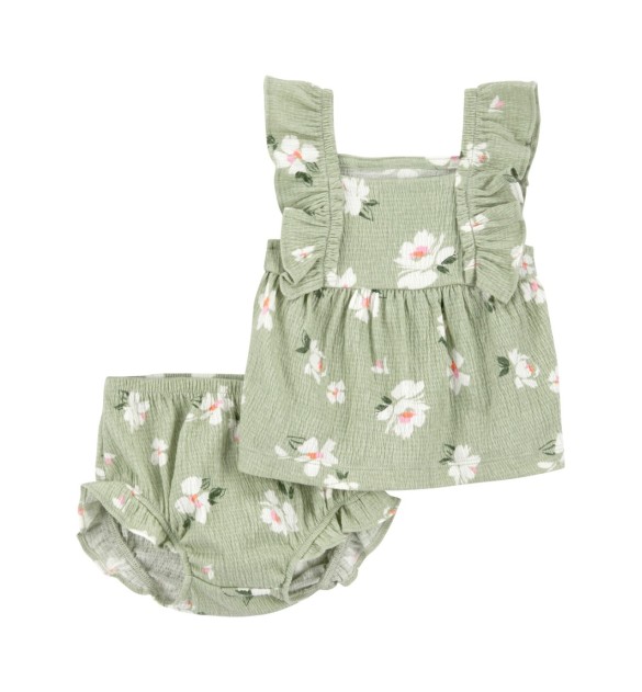 2-tlg. Set Top und Shorts Blumen