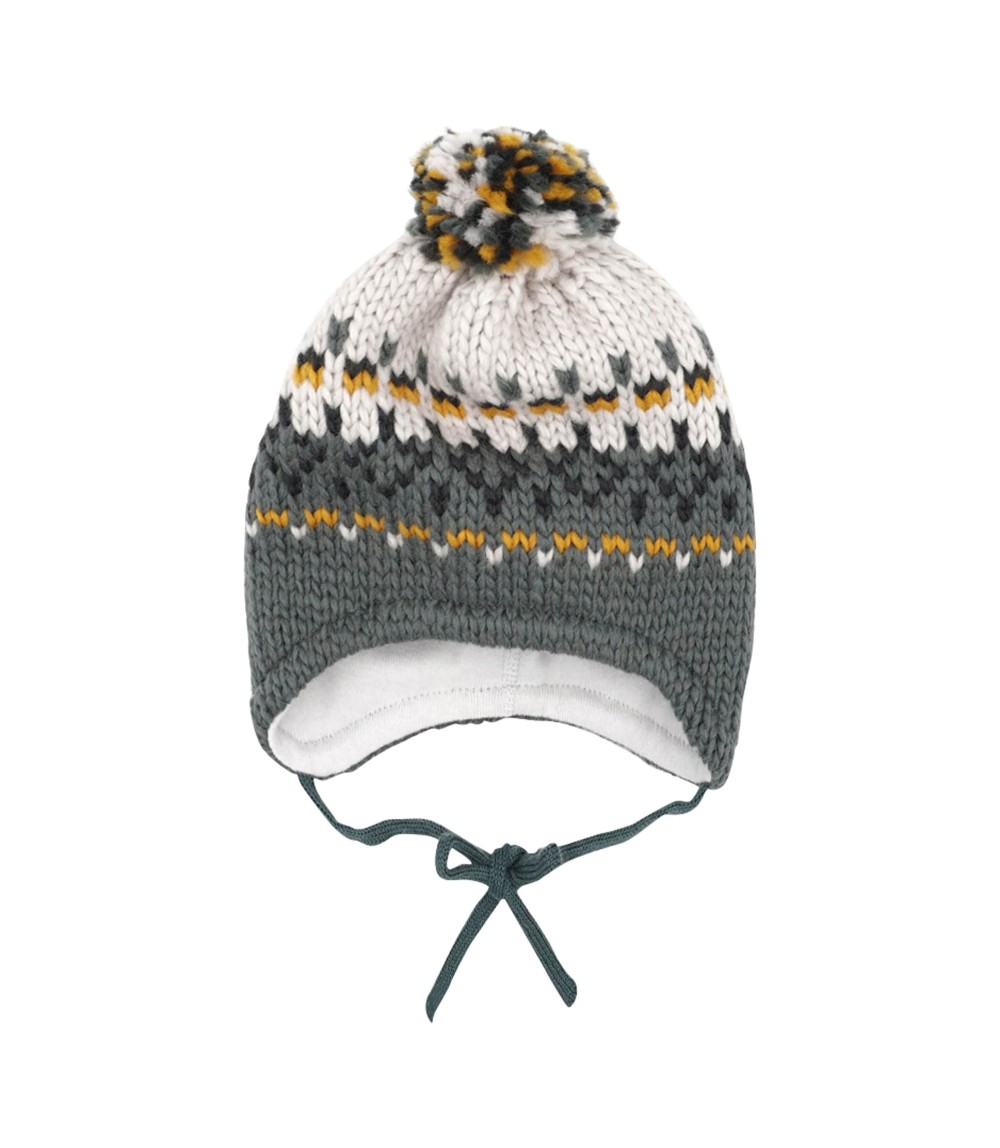 Winter-Strickmütze Jacquard mit Bommel