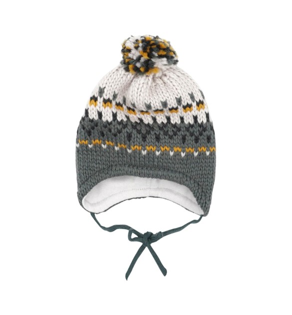Winter-Strickmütze Jacquard mit Bommel