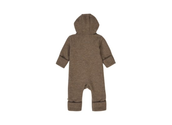 Wollfleece-Overall mit Klappfuß und Kapuze mit Ohren