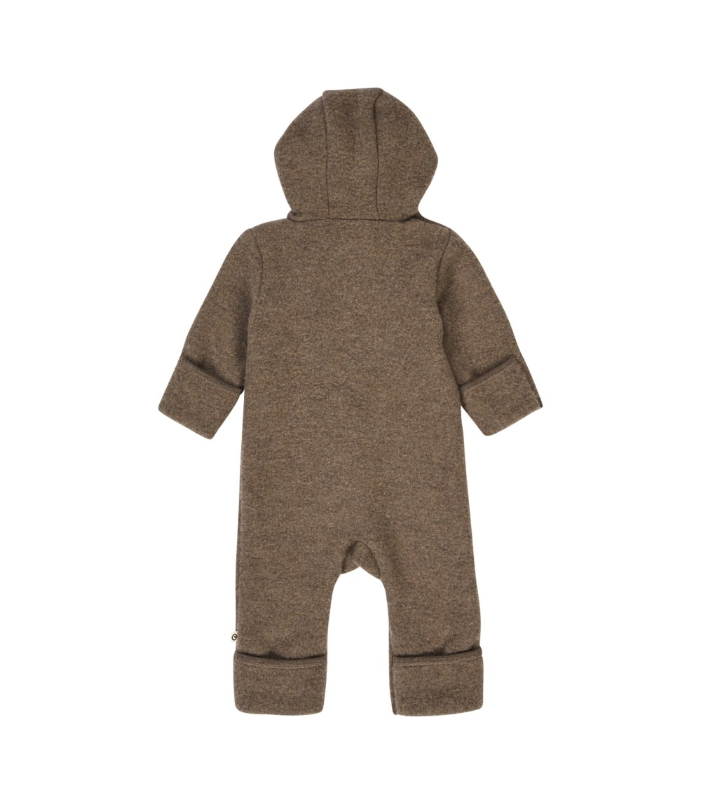 Wollfleece-Overall mit Klappfuß und Kapuze mit Ohren