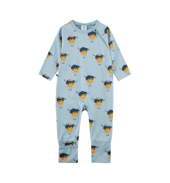 Schlafoverall mit Klappfuß Highland Cattle