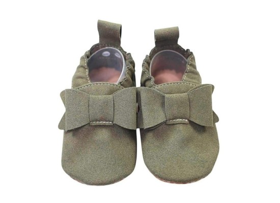 Kinderschuhe RecyStep Schleife oliv