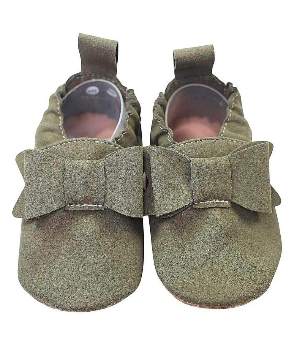 Kinderschuhe RecyStep Schleife oliv