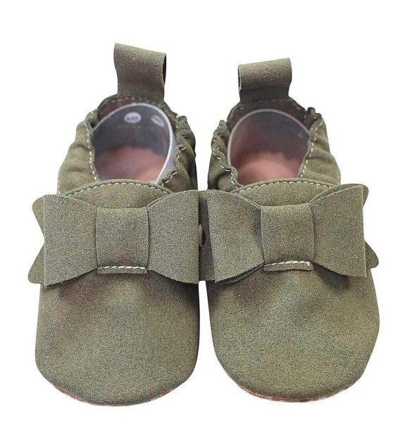 Kinderschuhe RecyStep Schleife oliv