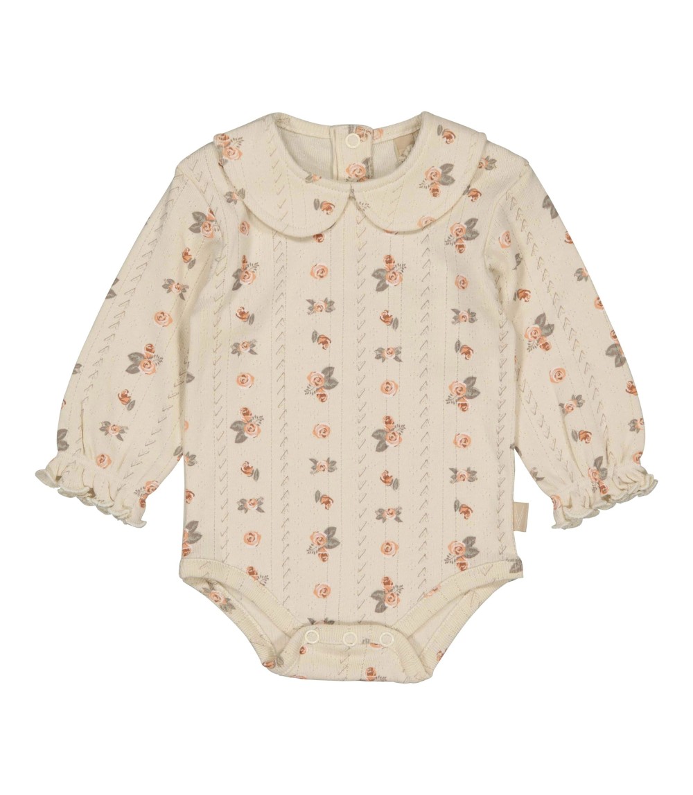 Ajour-Body langarm Bubikragen Rosen