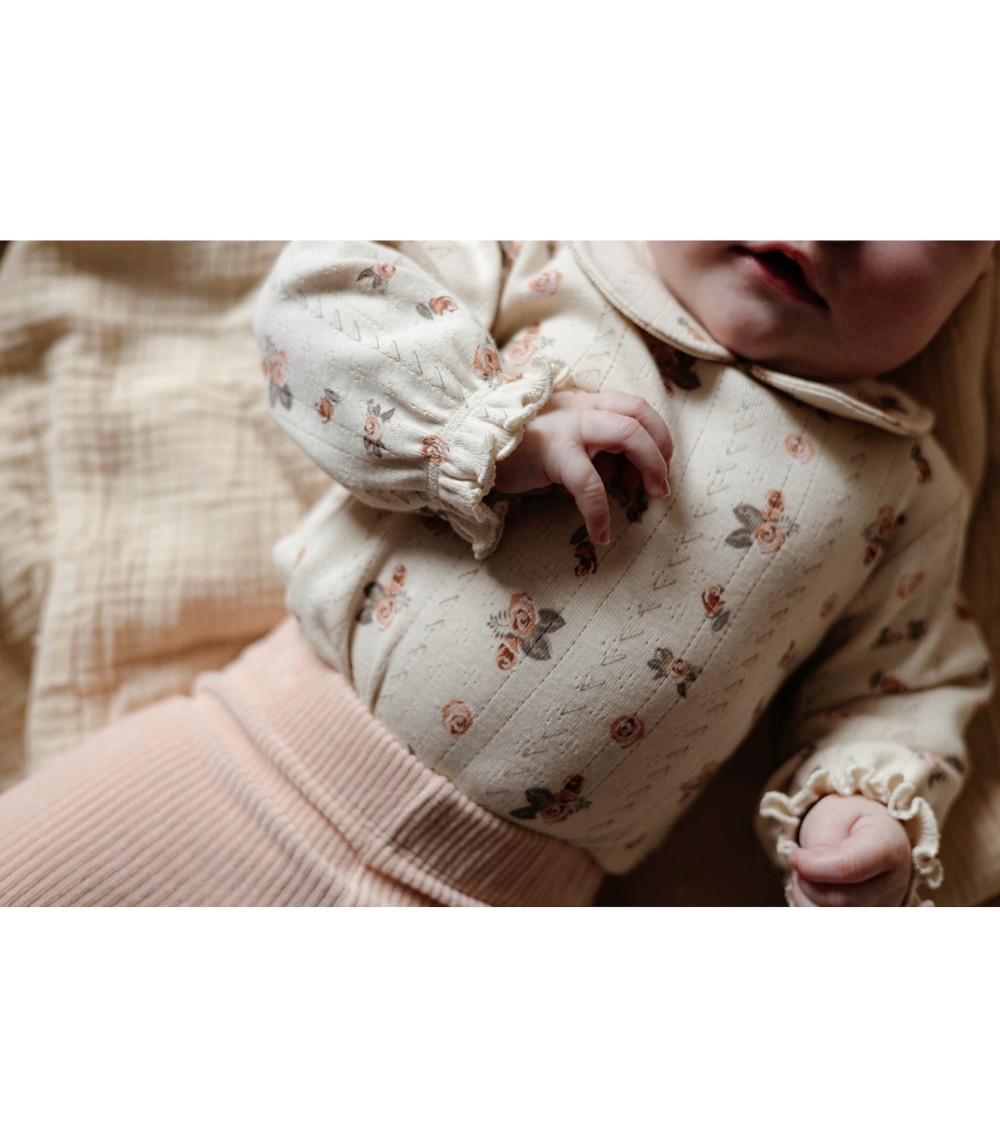 Ajour-Body langarm Bubikragen Rosen