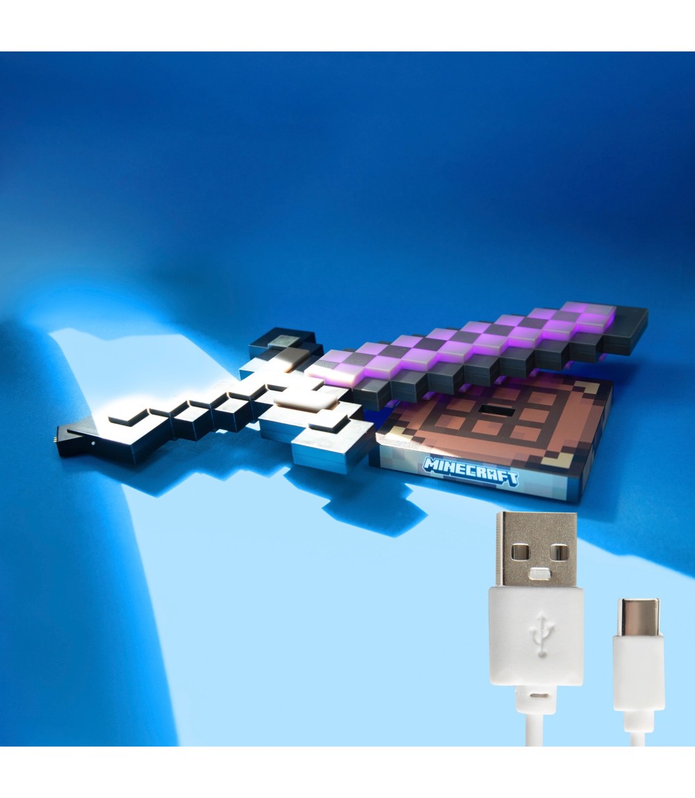LED-Tischlampe, Netherite aufladbarer Akku MINECRAFT