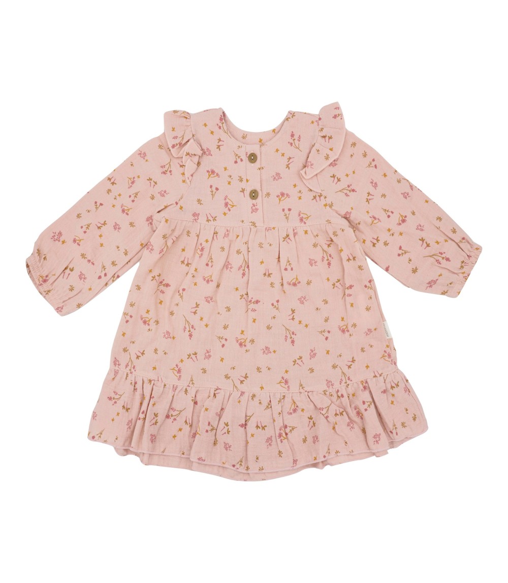 Musselin-Kleid langarm Blumen