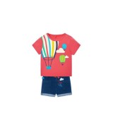 2-tlg. Set T-Shirt und Jeans-Shorts Heißluftballons