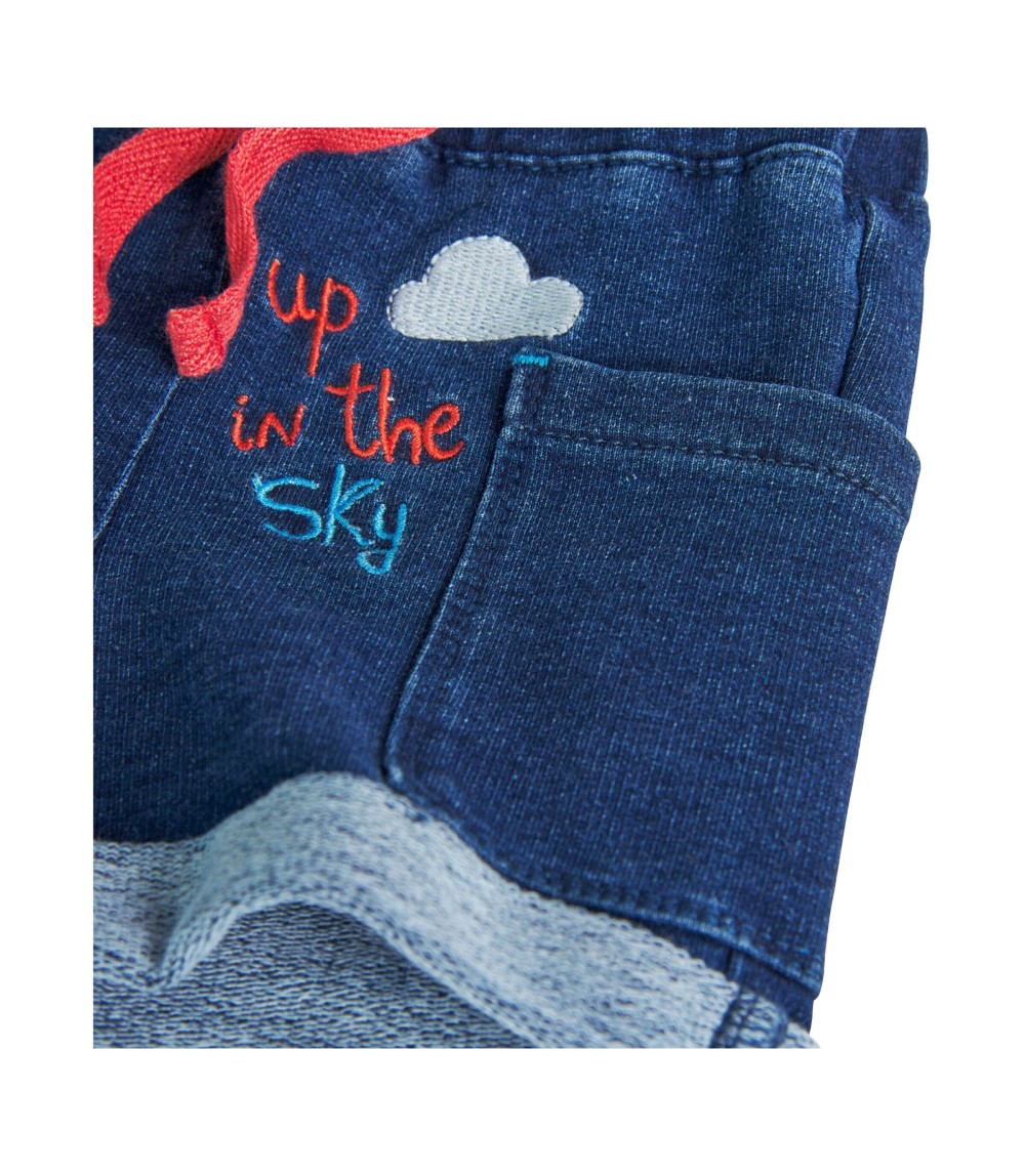 2-tlg. Set T-Shirt und Jeans-Shorts Heißluftballons