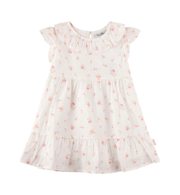 Webkleid Flügelarm Rüschenkragen Blumen