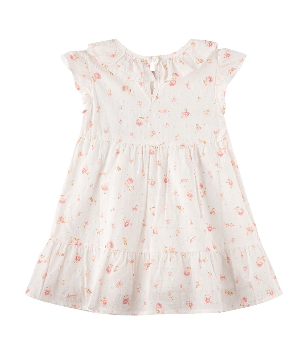 Webkleid Flügelarm Rüschenkragen Blumen