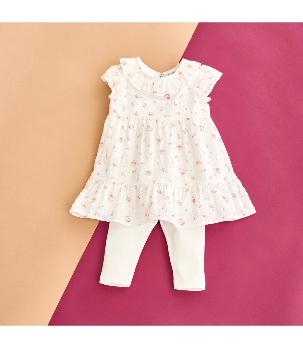 Webkleid Flügelarm Rüschenkragen Blumen