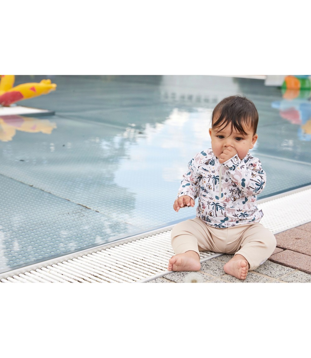 Capri-Schwimmleggings mit Windeleinsatz und UV-Schutz Rippqualität