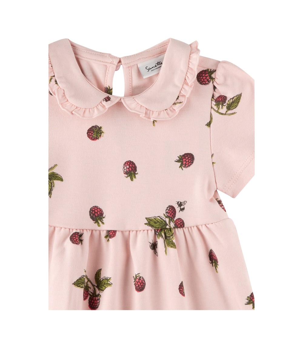 Kleid kurzarm Bubikragen Himbeeren