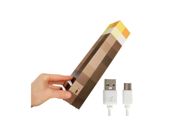 LED-Licht Fackel mit Wandhalterung, aufladbarerer Akku MINECRAFT