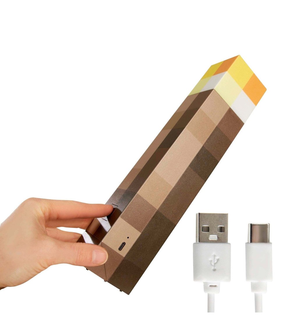 LED-Licht Fackel mit Wandhalterung, aufladbarerer Akku MINECRAFT