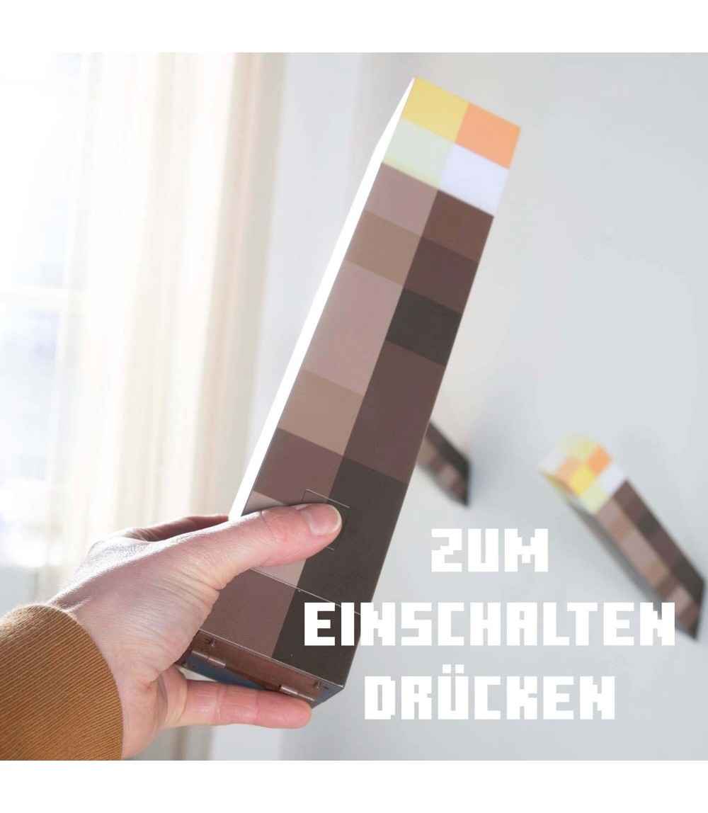 LED-Licht Fackel mit Wandhalterung, aufladbarerer Akku MINECRAFT