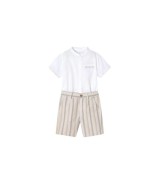 2-tlg. Set Hemd kurzarm und Shorts Ringel Leinenanteil