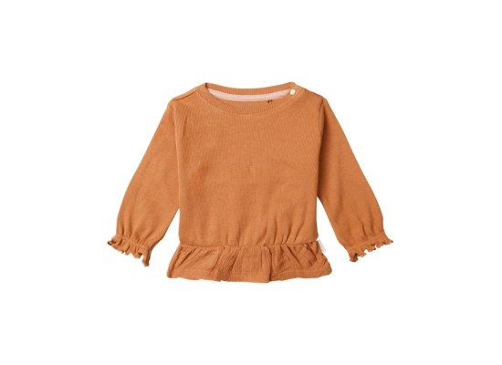 Shirt langarm Rippqualität Krepp-Volant